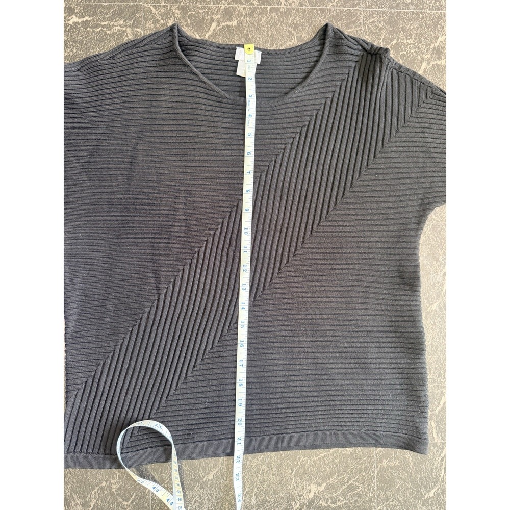 Chico Sweater Women's Black Ribbed Size Medium 3/4 Length Sleeve - Picture 8 of 8